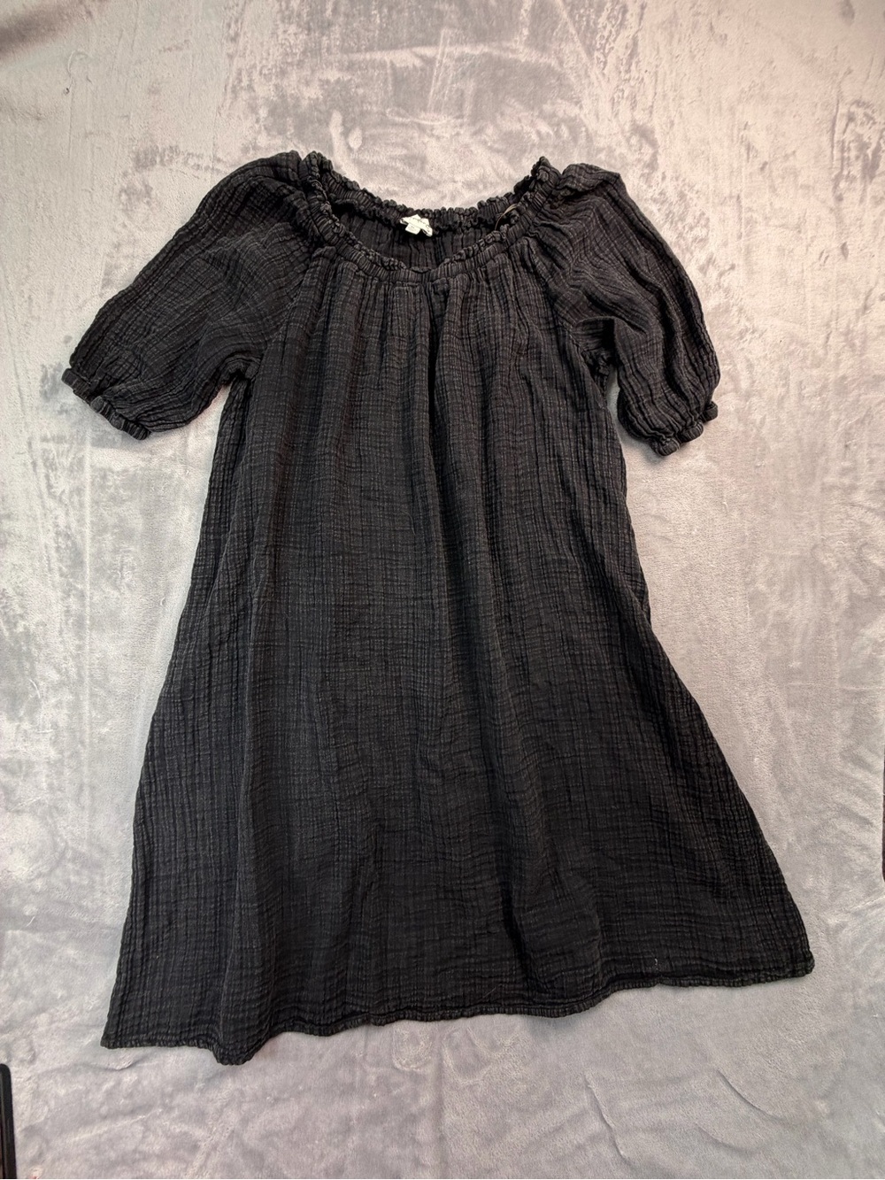 Wonderly Black Mini Sun Dress with Puff Sleeves Beach Women’s Dress XL